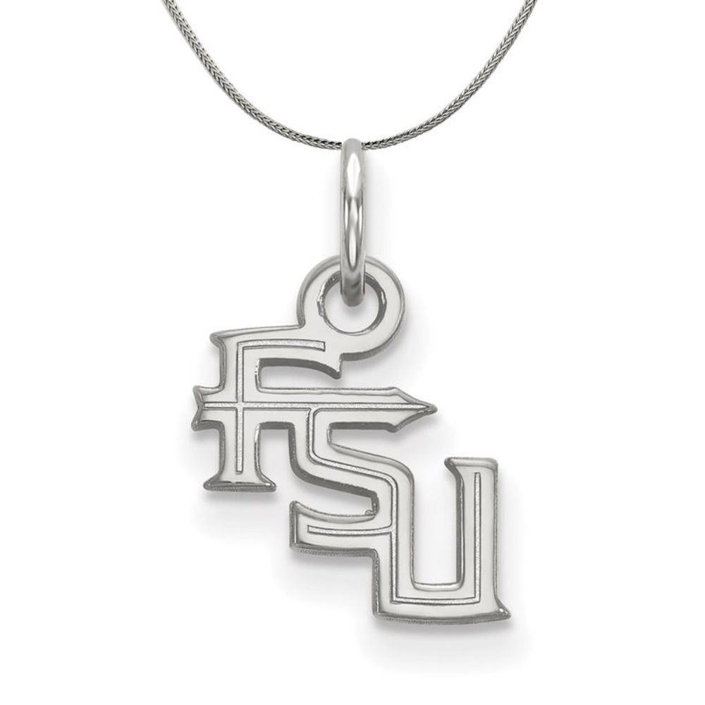 Sterling Silver Florida State XS (Tiny) 'FSU' Pendant Necklace - 18 In